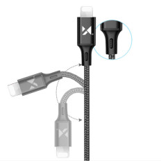 Kabeļu USB kabelis iPhone zibens 2.4a 1m melns