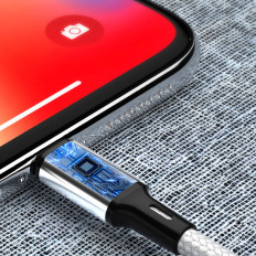 Kabeļu USB kabelis iPhone zibens 2.4a 1m melns
