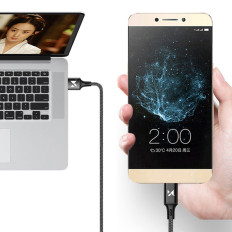 Kabeļu USB kabelis iPhone zibens 2.4a 1m melns