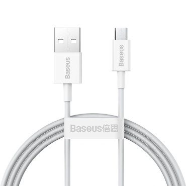 Overlegen kabel USB MicroUSB-kabel for rask lasting 2a 1m hvit