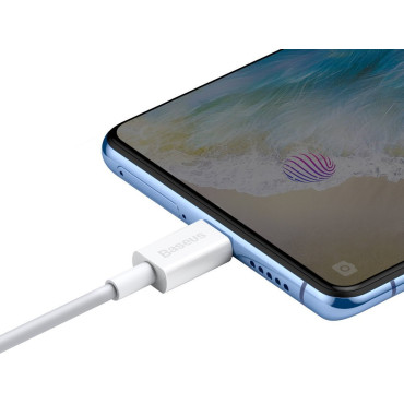 Overlegen kabel USB MicroUSB-kabel for rask lasting 2a 1m hvit