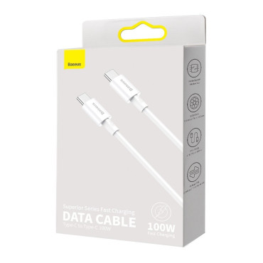 Superior kabel USB-C USB-C Snabbladdning FCP 100W 5A 20V 2M Vit
