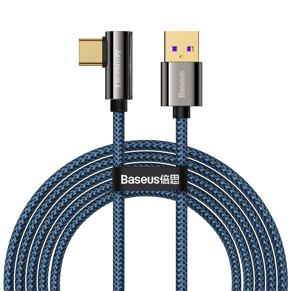 Legendariska vinkelkabelkabel för USB-spelare USB-C 66W 2M Blue