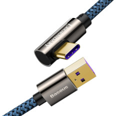 Legendariska vinkelkabelkabel för USB-spelare USB-C 66W 2M Blue