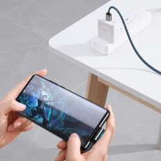 Legendariska vinkelkabelkabel för USB-spelare USB-C 66W 2M Blue