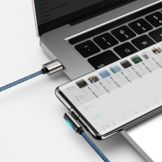 Câble de câble légendaire d'angle pour lecteur USB-C 66W 2M bleu