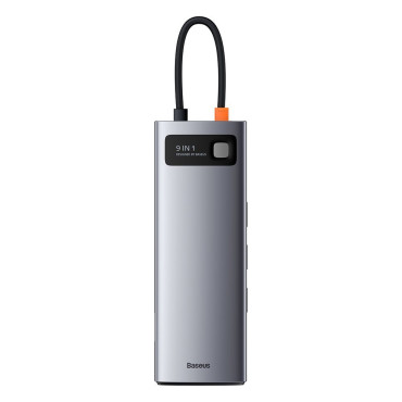 Multifuncional Hub 9in1 USB-C 3XUSB 3.2 PD VGA Full HD HDMI 4K TF e leitor de cartão SD RJ45 Cinza