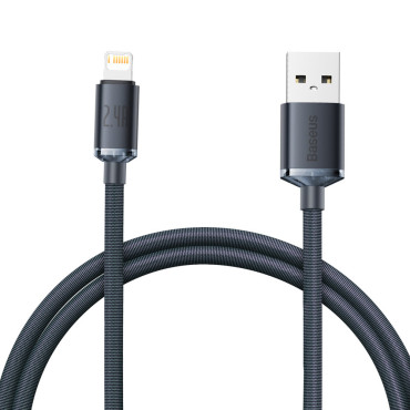 Cabo de cabo para carga rápida e transferência de dados iPhone relâmpago 2.4a 1.2m Preto