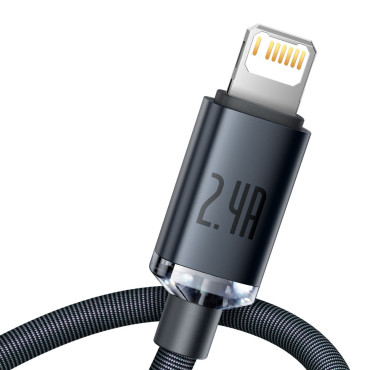 Cabo de cabo para carga rápida e transferência de dados iPhone relâmpago 2.4a 1.2m Preto