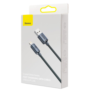 Cabo de cabo para carga rápida e transferência de dados iPhone relâmpago 2.4a 1.2m Preto