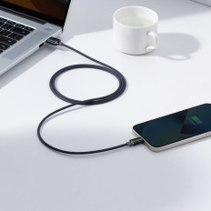 Cabo de cabo para carga rápida e transferência de dados iPhone relâmpago 2.4a 1.2m Preto