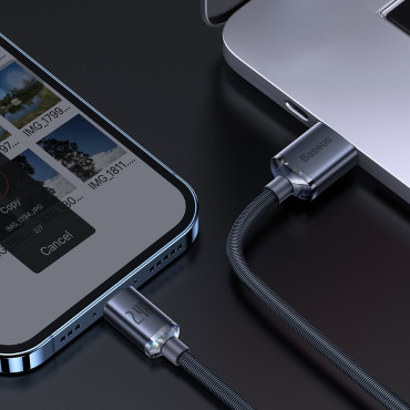 Cabo de cabo para carga rápida e transferência de dados iPhone relâmpago 2.4a 1.2m Preto