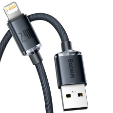 Cabo de cabo para carga rápida e transferência de dados iPhone relâmpago 2.4a 1.2m Preto