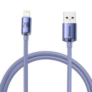 Kabelski kabel za hitro nalaganje in prenos podatkov iPhone Lightning 2.4a 1.2m Violet