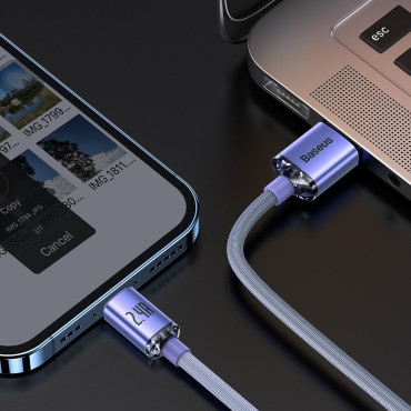 Kabelkabel voor snelle laad- en gegevensoverdracht iPhone-bliksem 2.4A 1.2m Violet
