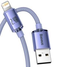 Kabelkabel voor snelle laad- en gegevensoverdracht iPhone-bliksem 2.4A 1.2m Violet