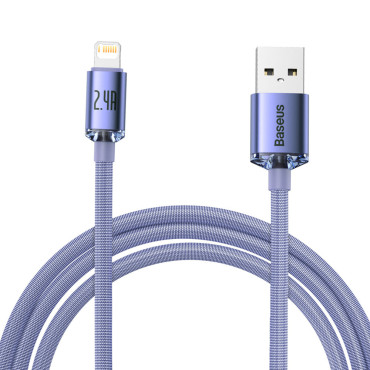 Kabelski kabel za hitro polnjenje in prenos podatkov USB iPhone Lightning 2.4a 2m Purple