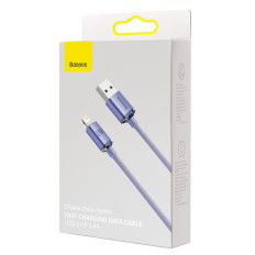 Cabo de cabo para carregamento rápido e transferência de dados USB iPhone relâmpago 2.4a 2m roxo