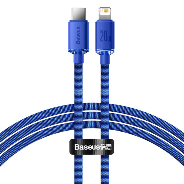 Kabeļu kabelis ātrai iekraušanai un datu pārsūtīšanai USB-C iPhone Lightning 20W 1.2m Blue