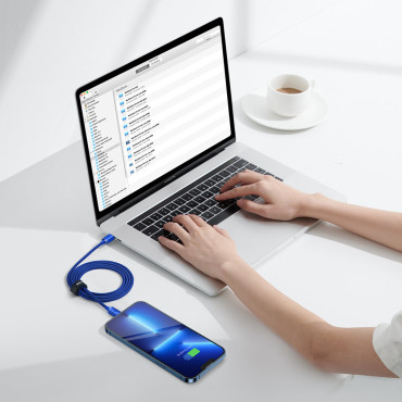 Cable de cable para carga rápida y transferencia de datos USB-C iPhone Lightning 20W 1.2m Azul