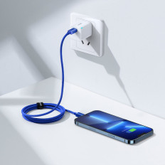 Kabelski kabel za hitro nalaganje in prenos podatkov USB-C iPhone Lightning 20W 1.2m Modra