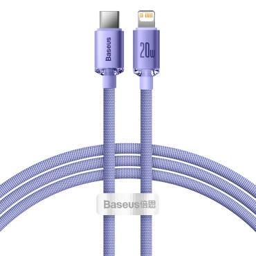 Kabeļu kabelis ātrai iekraušanai un datu pārsūtīšanai USB-C iPhone Lightning 20W 1.2m Violet