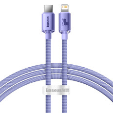 Kabeļu kabelis ātrai iekraušanai un datu pārsūtīšanai USB-C iPhone Lightning 20W 1.2m Violet