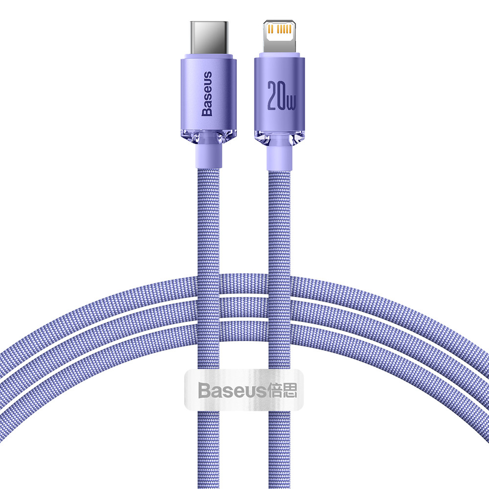 Kabeļu kabelis ātrai iekraušanai un datu pārsūtīšanai USB-C iPhone Lightning 20W 1.2m Violet