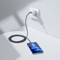 Kabelkabel for rask lading og dataoverføring USB-C iPhone Lightning 20W 2M svart