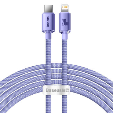 Kabelinė kabelis greitai pakrovimui ir duomenų perdavimo USB-C iPhone žaibas 20W 2M violetinė
