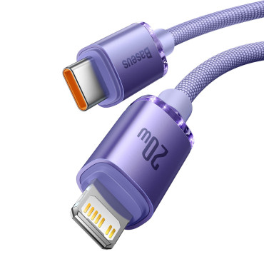 Kabelinė kabelis greitai pakrovimui ir duomenų perdavimo USB-C iPhone žaibas 20W 2M violetinė