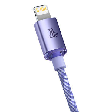 Kabelinė kabelis greitai pakrovimui ir duomenų perdavimo USB-C iPhone žaibas 20W 2M violetinė