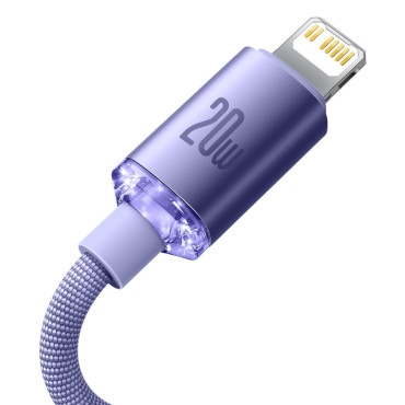 Kabelinė kabelis greitai pakrovimui ir duomenų perdavimo USB-C iPhone žaibas 20W 2M violetinė