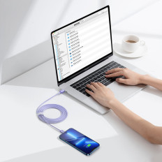 Kabelinė kabelis greitai pakrovimui ir duomenų perdavimo USB-C iPhone žaibas 20W 2M violetinė