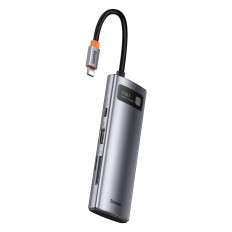 Multifunkčný USB HUB 7W1 Typ C HDMI TF čítačka kariet PD GRAY
