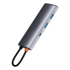 Multifunkčný USB HUB 7W1 Typ C HDMI TF čítačka kariet PD GRAY