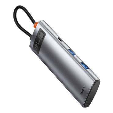 Multifunkčný USB HUB 7W1 Typ C HDMI TF čítačka kariet PD GRAY