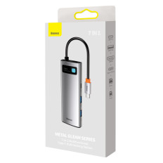 Multifunkčný USB HUB 7W1 Typ C HDMI TF čítačka kariet PD GRAY