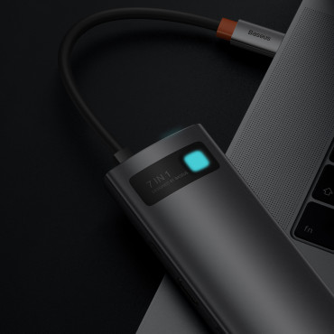 Multifunkčný USB HUB 7W1 Typ C HDMI TF čítačka kariet PD GRAY