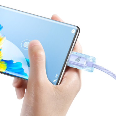 Kaabli kaabel kiire laadimise ja USB-C 100W USB andmeedastuse jaoks 1.2m lilla