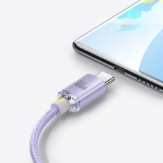 Kaabli kaabel kiire laadimise ja USB-C 100W USB andmeedastuse jaoks 1.2m lilla