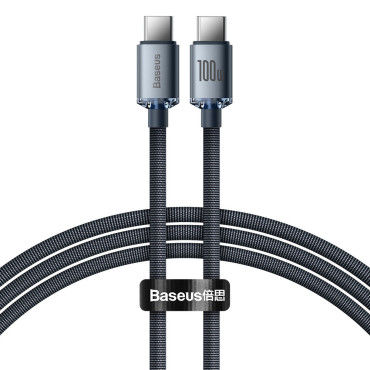 Cabo de cabo para carga rápida e transferência de dados USB-C USB-C 100W 1.2m Preto