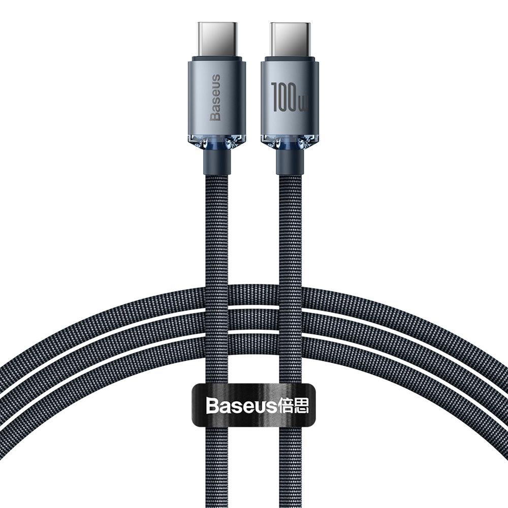 Kaapeli kaapeli nopeasti lataus- ja tiedonsiirtoon USB-C USB-C 100W 1.2m musta