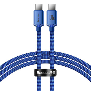 Cable de cable para carga rápida y transferencia de datos USB-C USB-C 100W 1.2m Azul