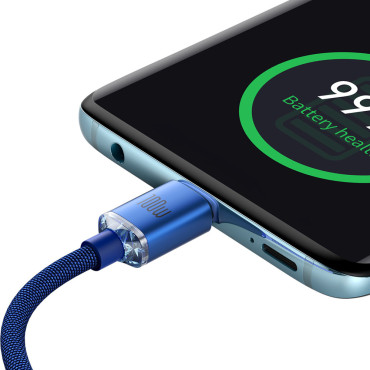 Kabelkabel zum schnellen Laden und Datenübertragung USB-C USB-C 100W 1.2m Blau