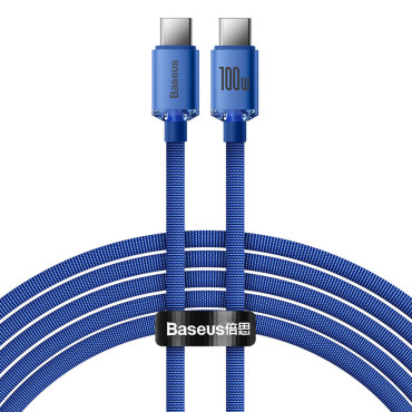 Kabeļu kabelis ātrai iekraušanai un datu pārsūtīšanai USB-C USB-C 100W 2M zils