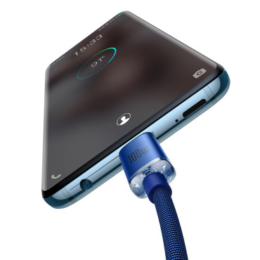 Kábelkábel a gyors terheléshez és az adatátvitelhez USB-C USB-C 100W 2M kék