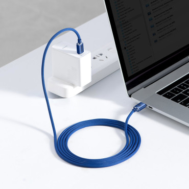 Kabelinė kabelis greitai pakrovimui ir duomenų perdavimo USB C USB-C 100W 2M mėlyna