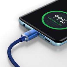 Kabeļu kabelis ātrai iekraušanai un datu pārsūtīšanai USB-C USB-C 100W 2M zils