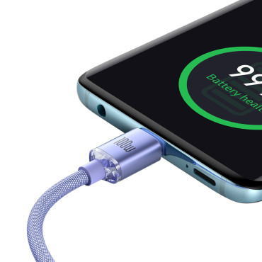 Kaapeli kaapeli nopeasti lataus- ja tiedonsiirtoon USB-C USB-C 100W 2m violetti